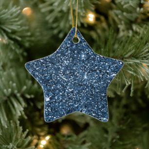Blue Sparkle Glitter Ceramic Ornament