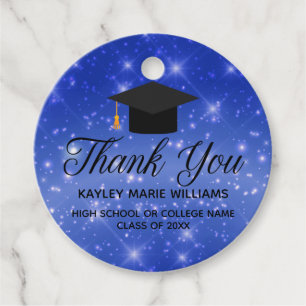 Blue Sparkle Graduate Chic Graduation Party Favour Tags