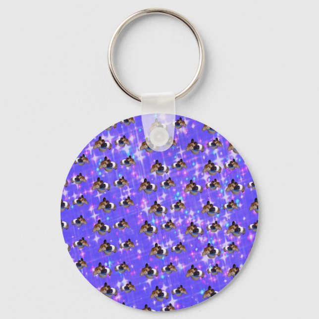 Blue Sparkle Guinea Pigs, Keyring  (Front)