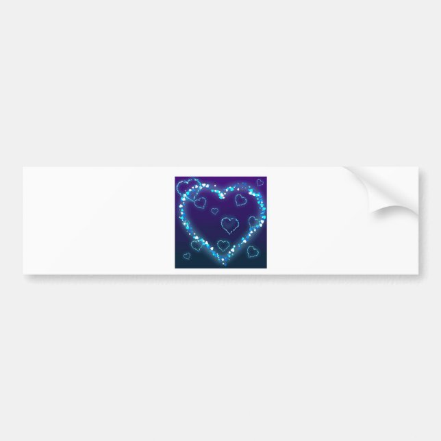 Blue Sparkle Heart Bumper Sticker (Front)