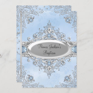 Blue Sparkle Jewel Baptism/Christening Invitation