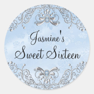 Blue Sparkle Jewel Sweet Sixteen Sticker