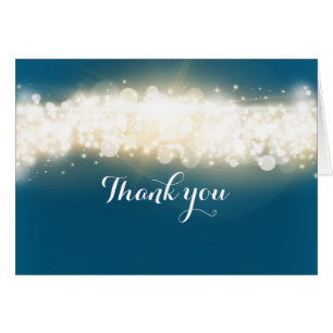 Blue Sparkle Lights Sky Blast Thank You Fold Card