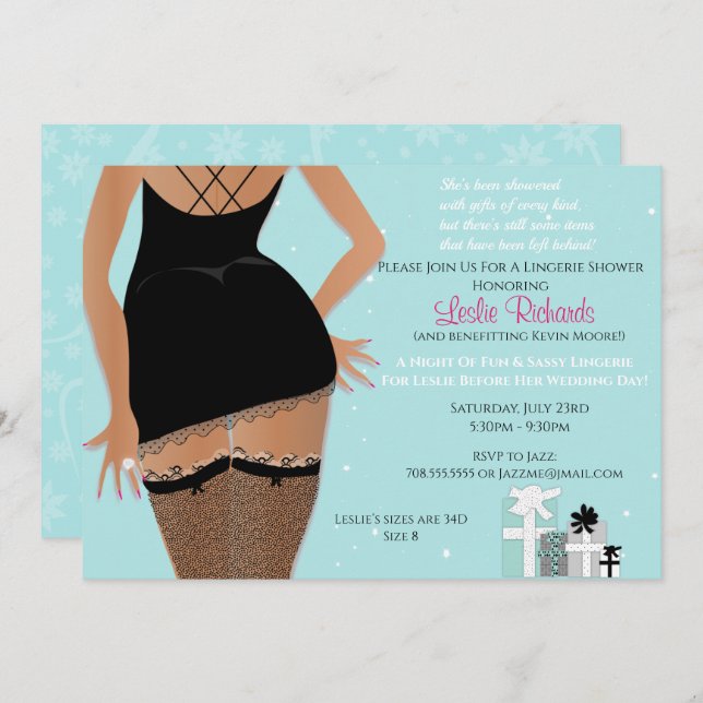 Blue Sparkle Lingerie Bridal Shower Invitation (Front/Back)