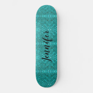 Blue Sparkle Personalised Girls Skateboard
