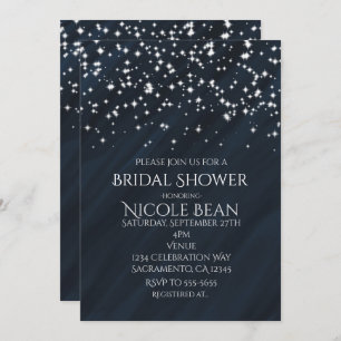 Blue & Sparkle Stars Elegant Glamour Invitations