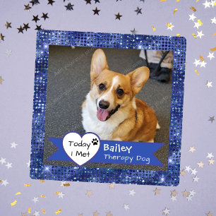 Blue Sparkle Therapy Dog Today I Met Visit Square Sticker