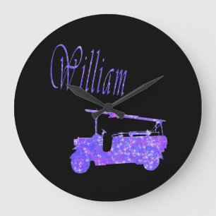 Blue Sparkle William, Name, Logo, Large Clock