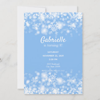 Blue Sparkle Winter Birthday Invitation
