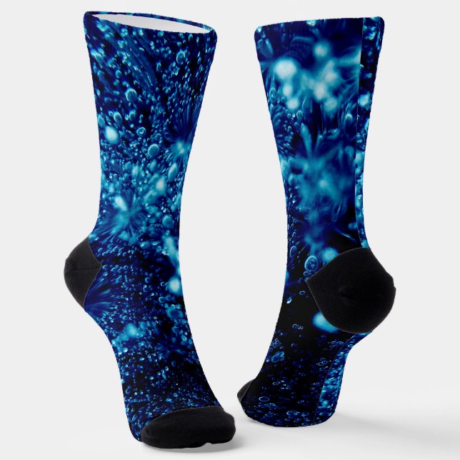 Blue sparkles Abstract Frozen bubbles Socks (Angled)