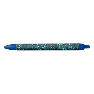 Blue Sparkles Black Ink Pen