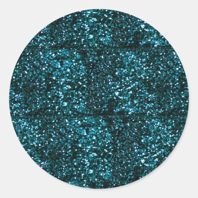Blue Sparkles Classic Round Sticker (Front)