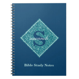 Blue Sparkles Monogram Bible Study Notebook