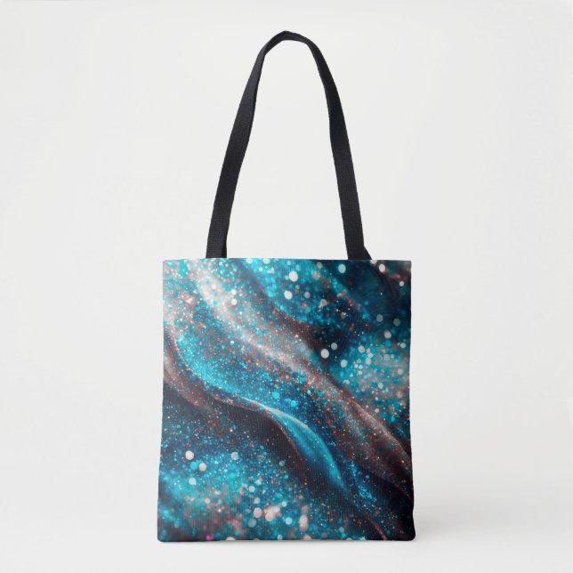 Blue Sparkling Abstract Backgrounds Shopping Bag  (Front)