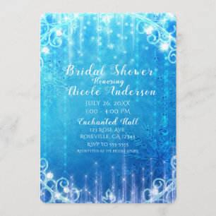 Blue Sparkling Frozen Ice Winter Bridal Shower Invitation