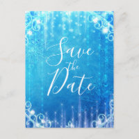 Blue Sparkling Frozen Ice Winter Save the Date