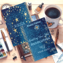 Blue Sparkling Glitter Stars  New Year Resolution 