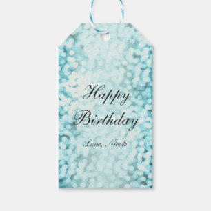 Blue Sparkling Lights Glamour Party Gift Tag