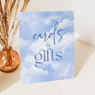 Blue Sparkly Clouds Cards & Gifts Pedestal Sign