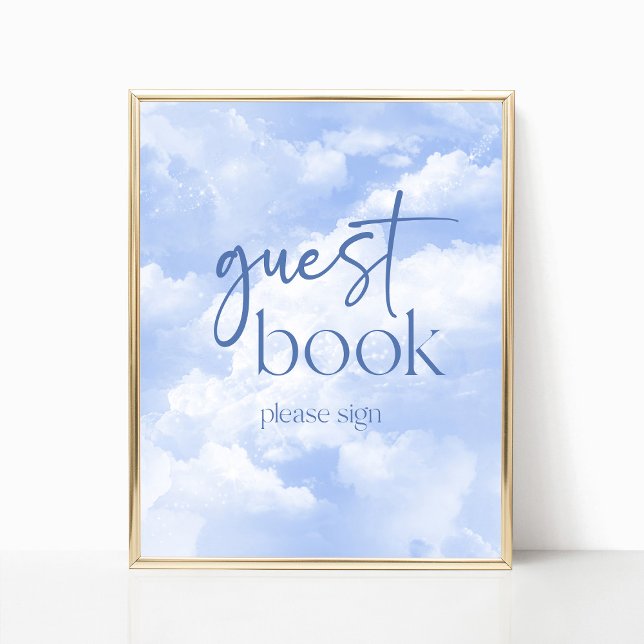 Blue Sparkly Clouds Guest Book Sign (Creator Uploaded)
