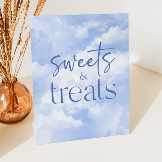 Blue Sparkly Clouds Sweets & Treats Pedestal Sign (Creator Uploaded)