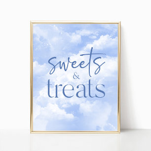 Blue Sparkly Clouds Sweets & Treats Sign