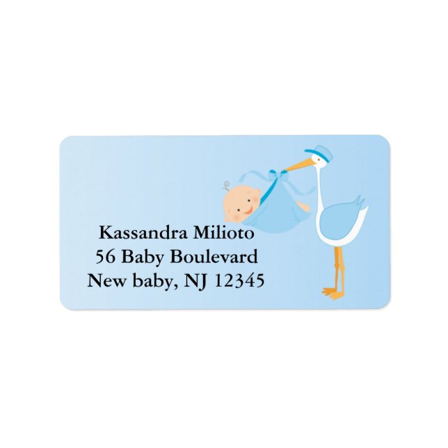 Blue Special Delivery Stork Address Label (Front)