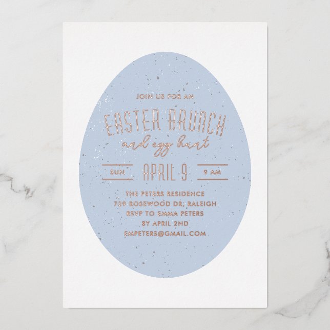 Blue Speckled Egg Easter Hunt Party Invitation (Front)