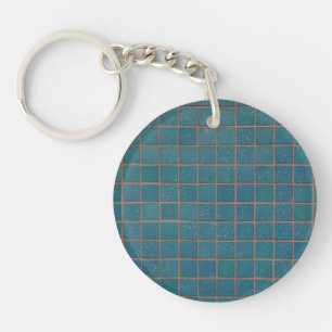 blue speckled tiles key ring