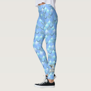Blue spectrum of mermaid colours leggings