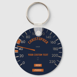 Blue Speedometer on Dashboard Keychain
