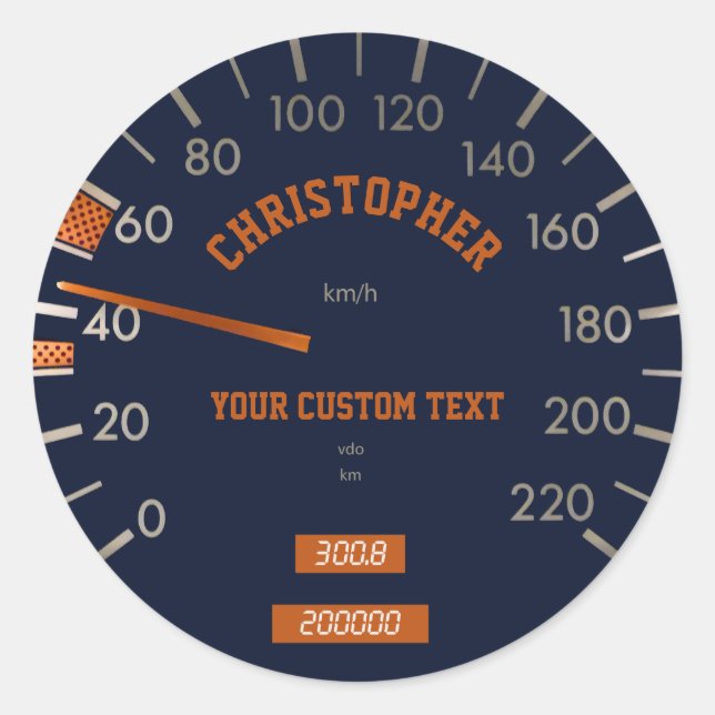 Blue Speedometer on Dashboard Sticker (Front)