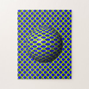 Blue Sphere Ball Optical Illusion Jigsaw Puzzle