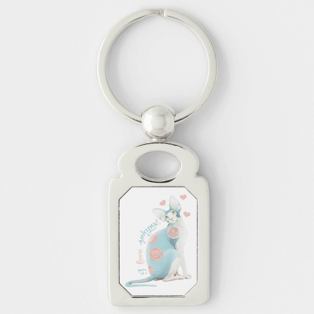 Blue Sphinx in roses! Key Ring (Front)