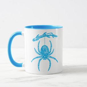 Blue Spider Hanging From Branch Mug