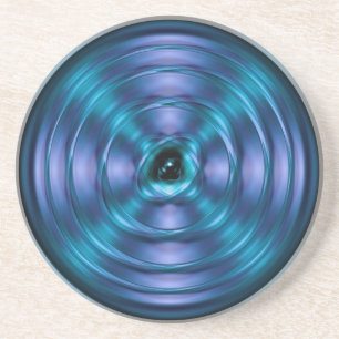 Blue spinning atom coaster