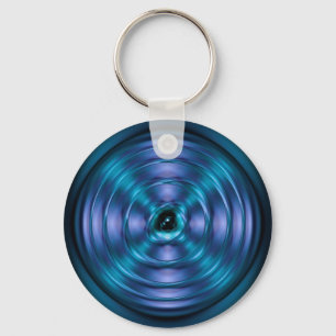 Blue spinning atom key ring