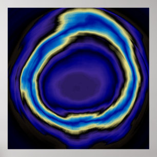 Blue spiral abstract acrylic painting poster