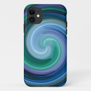 Blue Spiral Abstract Art iPhone 11 Case