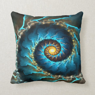 blue spiral abstract design fractal cushion