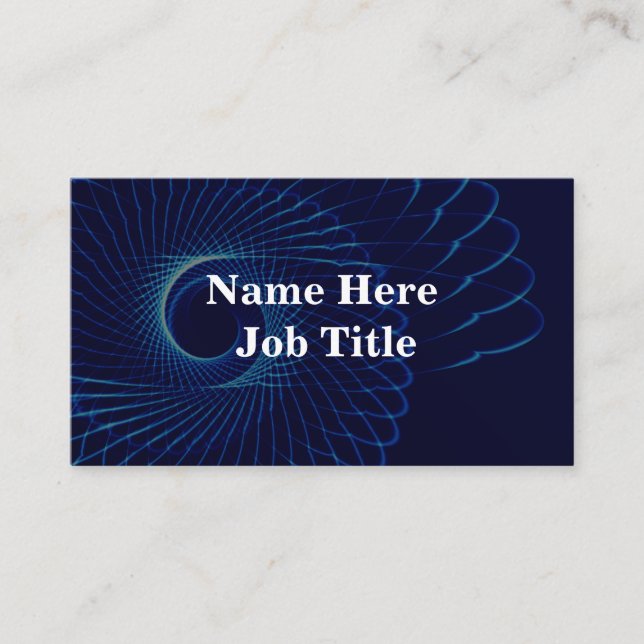 Blue Spiral Background Customisable  Business Card (Front)