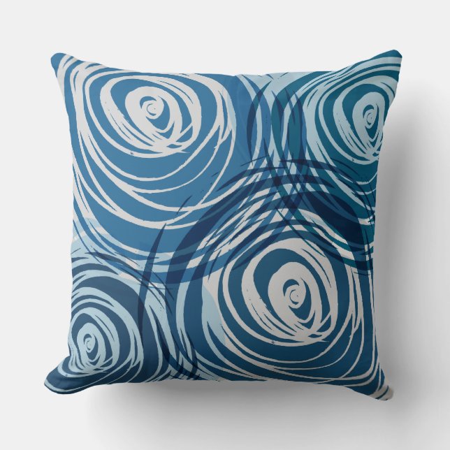 BLUE SPIRAL DESIGN Retro Throw Pillow (Front)