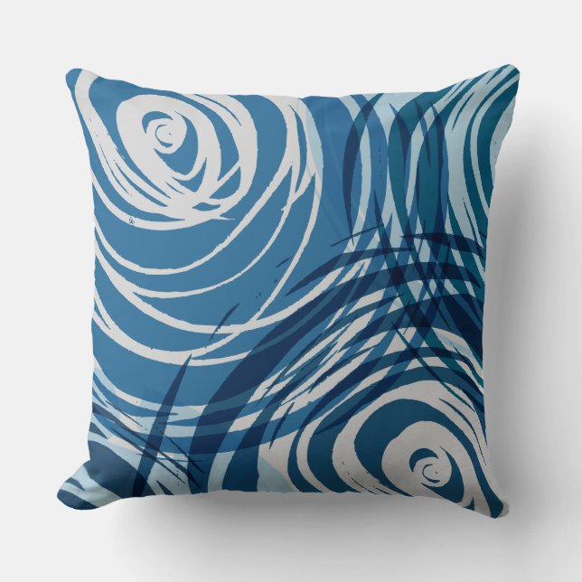 BLUE SPIRAL DESIGN Retro Throw Pillow (Front)