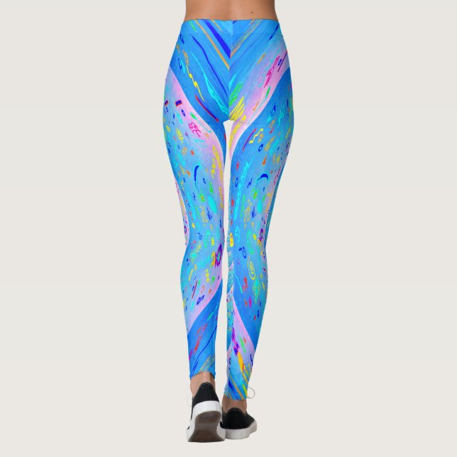 Blue Spiral Funky Abstract Leggings (Back)