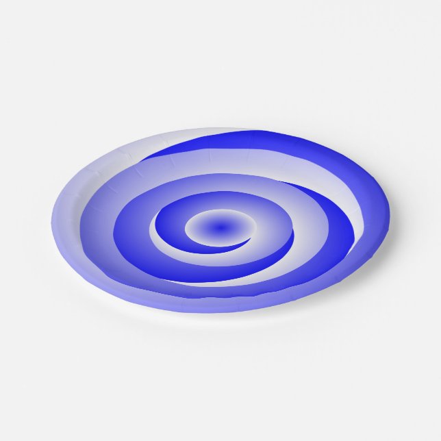Blue Spiral Illusion by Kenneth Yoncich Paper Plate (Angled)