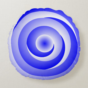 Blue Spiral Illusion by Kenneth Yoncich Round Cushion