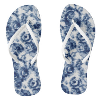 Blue Spiral Tie Dye Flip Flops