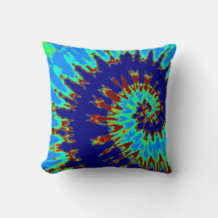 Blue Spiral Tie Dye Pillow