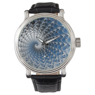 Blue Spiral Watch Vintage Leather Strap Black