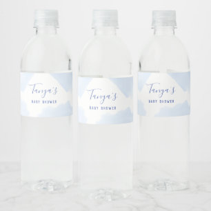 Blue splash bottle label, baby shower water bottle label